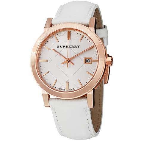 burberry silver watch leather strap